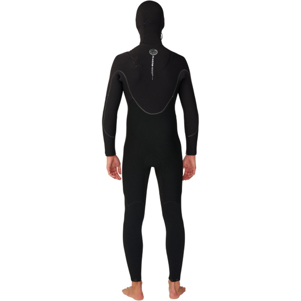 2027 Rip Curl Da Uomo Elasto 5/4mm Chest Zip Con Cappuccio Muta 18UMFS - Black